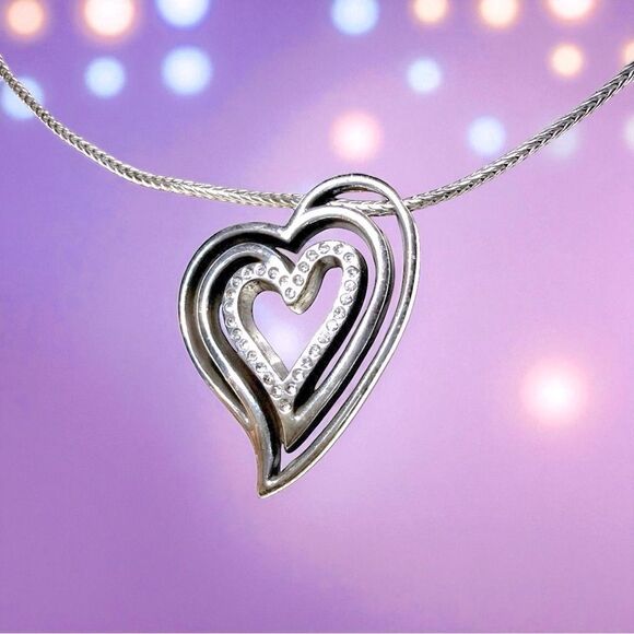 EUC Brighton Infinity Heart Reversible Necklace Silver Crystal - Picture 4 of 8